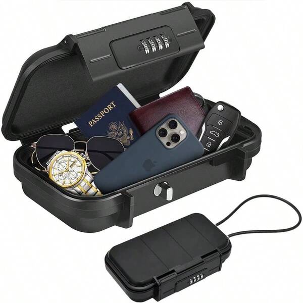 Travel Portable  Box, Outdoor Combination Security Case With 4 - Digit Code, Waterproof Anti - Theft Lock Box With Wire Passport, Credit Cards, Phones U2013 Home, Hotel, Travel, Beach, Car