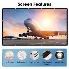 Projector Screen  72/100/120/150 Inch Projection Screen, Washable Outdoor Projector Screen 16:9 Foldable Anti-Crease Portable Projector Movies Screen For Home Theater Outdoor Indoor Support Double Sided Projection, Suitable For Camping Projectors, Family Gatherings, Offices, Home Theaters, Midnight Movies, Backyard Movies - 黑與白 - 查看 8