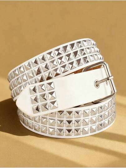 1 st unisex enfärgat punkrock-bälte med nitar och paljett, lämpligt för tonåringar, fritidsaktiviteter, sport, semester, resor, examenspresenter, födelsedagspresenter, vardagskläder