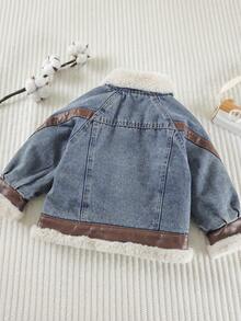 Young Boys Thermal Lined Denim Jacket, Suitable For Daily Wear, School, Christmas