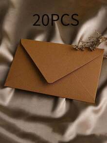10pcs Letter Window Envelopes DIY Craft Gift Packaging Bags, Wedding Invitation Card Covers, Cash Envelopes, Stationery - Linen Coffee Color - View 16