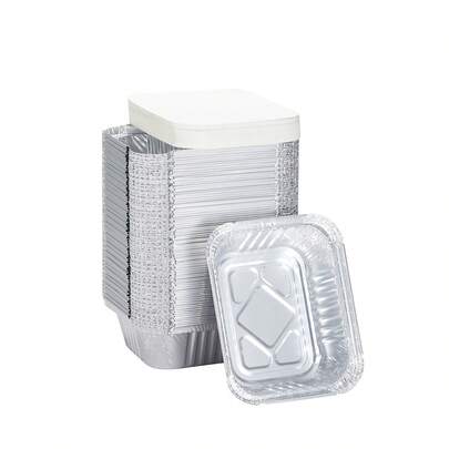 60 Pack Kleine Aluminiumpfannen mit Deckeln - Einweg-Aluminiumfolienpfannen mit Deckeln, Mini-Aluminiumfolien-Lebensmittelbehälter zum Mitnehmen für die Zubereitung von Mahlzeiten, zum Einfrieren, zum Mitnehmen und zum Versenden von Resten