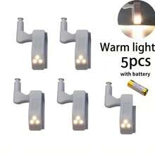 10/5 buc. Lumini LED pentru balamale de dulap cu senzor de mișcare, activate tactil, iluminare automată pentru dulapuri, instalare semi-încorporată, culoare alb cald, pentru bucătărie, dormitor, uși de dulap, sertare, dulapuri de vin și alte spații de depozitare (bateriile nu sunt incluse)