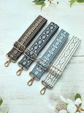 可调节波西米亚风涤纶替换肩带，金色扣环，宽度舒适，弹性设计