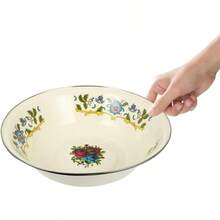 Vintage Mixing Bowl Enamel Bowl Vintage 2pcs Enamelware Salad Mixing Enamel Washing Basin Soup Basin Soup Round Serving Tray For Home