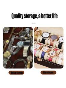 12-2 Compartment PU Leather Watch Organizer - Dustproof, Portable, High-End Design - Suitable For Both Men And Women - Ideal Gift For Valentine's Day, Mother's Day, And Father's Day - Black - View 7