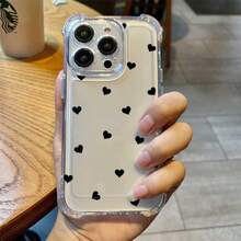 Cubiertas Protectoras para Teléfonos: Silicona Suave Transparente con Estampado de corazón | Compatible con Samsung (Series A, S, Note 10/20),  (16, 15, 14, 13, 12 Pro Plus, X, XS Max) y OPPO,  , Honor - transparente - Ver 2