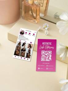 Customized Personalized Hair, Eyelash, Beauty Business Cards, 200/500/1000pcs, Double-Sided QR Code Social Media Contact Cards, Customized Photo & Text Business Card Template Design