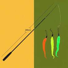 1Pc 1.8M 4-Section Retractable Cat Teaser Wand Simulated Insect Feather Toy With Bell Replaceable Flexible