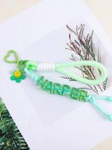 1pc Customized INS Style Minimalist Short Rope Woven Acrylic Plated Colorful English Letter Bead Heart Keychain, Cute Little Sun Acrylic Pendant, Gift For Friends, Family, Birthday Gifts, Customized Keychain, Customized Name, Customized Birthday Gift, Customized Phone Lanyard, Customized Bag Charm,Durable,Colorful,Cute,Adorable,Funny,Kawaii,Y2K,Stylish,Unisex,Casual,Custom,Personalized,Unique,Customized,Ideal Gifts For Him,Ideal Gifts For Her,Her,Boyfriend,Girlfriend,Family,Friends,Delicate Romance,Winter Grace