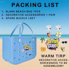 Large-Capacity Women's Rubber Beach Bag, Lightweight And Durable EVA Tote Bag, Large Solid Color Open Design, Large Capacity Travel Bag, Multiple Colors Available, Perfect For Autumn Outfits, Suitable For The Beach, Vacation, Travel, Grocery Shopping, Shopping Basket Bag, School, Halloween, Thanksgiving, Christmas Gift, New Fashionable Women's Backpack Tote Bag. - Multicolor - View 13