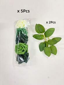 MEHELANY 50/30支仿真花，翠绿色泡沫玫瑰，3.15英寸逼真触感DIY泡沫花，适用于家居派对婚礼装饰/桌面摆设、户外派对背景、房间/餐桌、花园/盆栽植物装饰、情人节、万圣节、圣诞节、母亲节、生日、礼物 - 雙色綠 - 查看 8
