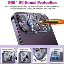 8-In-1 Tempered Glass Screen Protector, Rear Camera Glass Film, Compatible With IPhone 15/14/13/12/11 Pro Max; 4pcs Anti-Scratch Front Protective Glass Film, Including 4pcs Camera Lens Glass Film, Compatible With IPhone 17/17 Air/17 Pro/17 Pro Max, 15/15 Plus/15 Pro/15 Pro Max, 14, 13, 12, 11 - Transparent - 8 In 1 - View 6