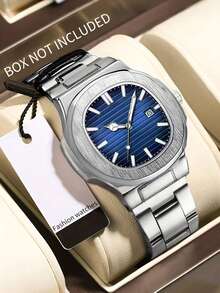 Luxury Business Men's Wrist Watch, Stainless Steel Quartz Watch With Date Display, Alloy Strap, Alloy Case, Elegant Gift Watch - Multicolor - View 11