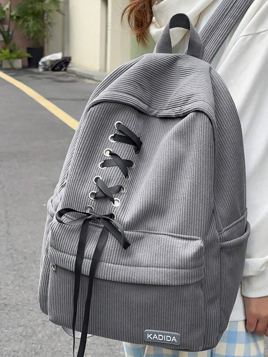 Casual Versatile Minimalist Large Capacity Backpack - Grey - View 1