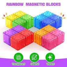 35/70件便携式铁盒早教玩具便携式铁盒彩色透明磁性积木迷你磁儿童旅行套装 - 彩色 - 查看 3