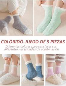 5 Pares Calcetines Hombre y Mujer Invierno,Calcetines Termicos Nieve,Calcetas de Lana Grueso,Calientitos,Cómodos,Calcetines Invierno Frío - Multi B-Mujer - Ver 7