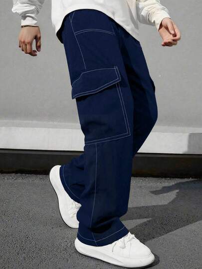 1pc Teen Boys Vintage Minimalist Cargo Pants, Suitable For Workout, Outdoor, Spring & Autumn