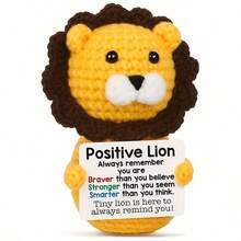 1pc Crocheted Lion With Positive Affirmation Card-Handmade Gifts And Desktop Decoration | Creative Christmas Gifts For Friends And Colleagues - Multicolor - View 1
