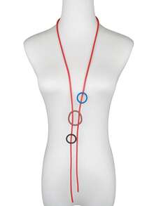 MARLIWOO 1pc Minimalist Hollow Round Pendant Handmade Long Ladies Fashion Necklace, For Daily Wear - Multicolor - View 8