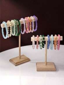 1pc Multi-Functional Wooden Display Stand, Suitable For Jewelry And Accessories, Men/Women Watch Holder, Organizer For Scrunchies, Headbands, And Keychains, Jewelry Rack For Earrings, Scrunchies, Accessories - 彩色 - 查看 8