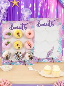 1 Set Wooden Arch-Shaped Donut Display Stand, Patterns Include Jungle Animals, Pink Butterflies, Rainbow Unicorns And Mermaids, Suitable For Birthday Party, Wedding Table Decoration, Dessert Display, Party Wedding Table Centerpiece Decoration, Thanksgiving, Christmas Party Kitchen Cooking And Other Occasions. - Multicolor - View 10
