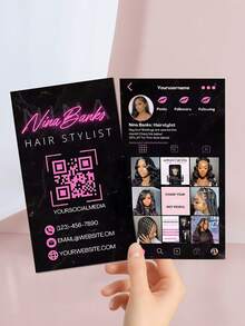 Customized Personalized Hair, Eyelash, Beauty Business Cards, 200/500/1000pcs, Double-Sided QR Code Social Media Contact Cards, Customized Photo & Text Business Card Template Design ,For Family, Lash Tech Supplies - Multicolor - View 40