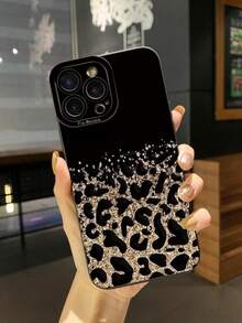1个渐变豹纹防震手机壳，UV印刷，兼容、Galaxy、Infinix、Redmi、OPPO、vivo、Realme，国际版，非国内版 - 黑色 - 查看 2