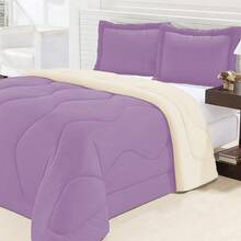 Queen Size Double Sided Gel Mesh Duvet Kit 3 Pieces - Lila con Paja - Ver 4