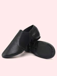 Jazz Shoes Jazz Dance Shoes With Rubber Split Sole Non-Slip Leather Neoprene Black Fish Style
