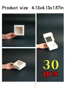 10/30个装白色小礼盒，带透明窗口，适用于珠宝、肥皂、糖果等，手工制品纸板包装，装饰性扁平散装盒，适合礼品、工艺品、赠品、婚礼派对、新娘送礼会等场合。
