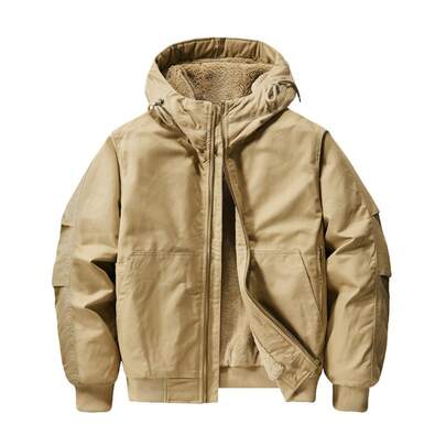 Nueva chaqueta de otoño e invierno, chaqueta acolchada de algodón para hombres, chaqueta con forro polar grueso, chaqueta con capucha corta para ropa de trabajo de hombres