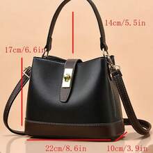 2026新款大容量时尚百搭女士水桶包套装，简约时尚单肩斜挎包，休闲优雅手提包 - 黑色 - 查看 5