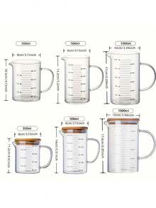 Tazza dosatrice in vetro borosilicato resistente al calore con manico antiscivolo e beccuccio a V - Resistente ai microonde e agli urti - Vetro trasparente con indicazioni in millilitri - Adatto per cottura, laboratorio, servizio - Confezione singola (disponibile in misure da 350ml/500ml/1L) - Multicolore - Visualizzare 3
