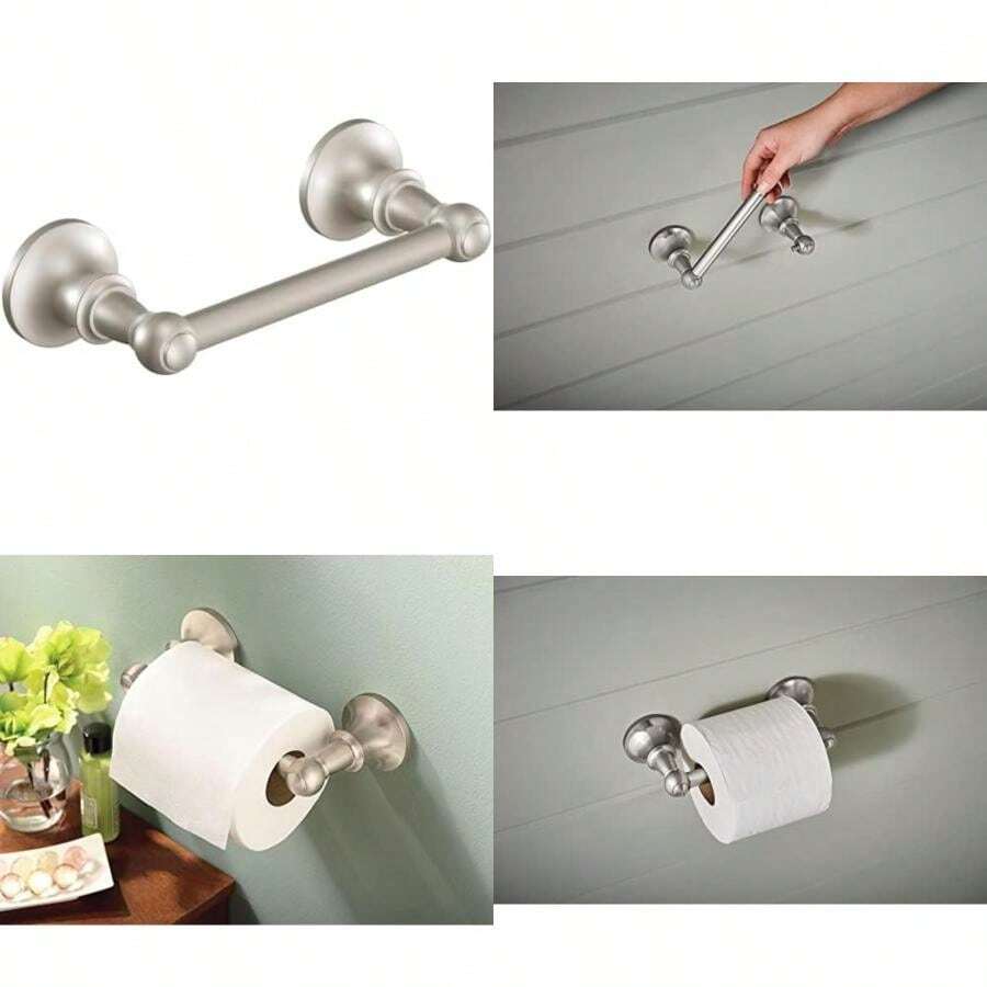 Moen Preston Collection - Anillo de Toalla de Mano de baño Chapado en Cromo Pulido, Soporte montado en la Pared, DN8486CH(Níquel cepillado) - Multicolor - Ver 1