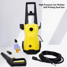 Hidrolavadora Eléctrica, 1800 W 110 bar, Versátil para Coches Patios Muebles Ideal para Hogar Talleres y Jardín, con Pistola y Manguera - Amarillo - Ver 5