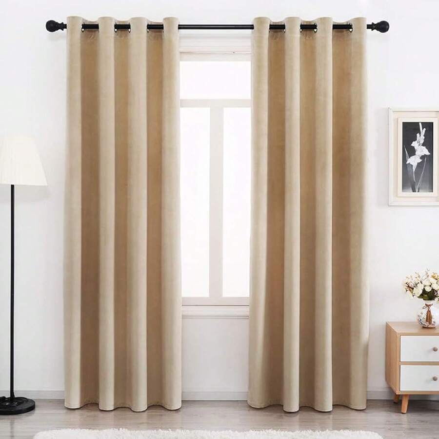 White 54 Inches Long - Grommet Thermal Insulated Window Treatment Bedroom, Filtering Set Of 2 Panels, Popular Window Decor - Kelabu tua - View 1