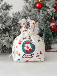 1pc Santa Claus Pattern Gift Bag, Suitable For Gifting, Holding Presents For Family, Friends, Loved Ones During Christmas, Christmas Candy Bag, Christmas Decor, Santa Claus Apple Bag, Gift Bag - Multicolor - View 6