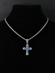1pc Fashionable Hip-Hop Multi-Color Rhinestone Cross Pendant Necklace, Suitable For Women's Gatherings, Parties, Couples' Personalized Hip-Hop Fashion Jewelry - Dopamine Cross Pendant Necklace - View 10