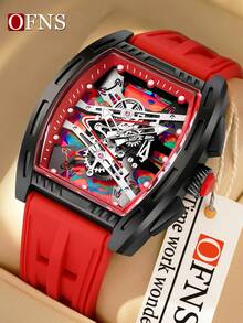 OFNS 1209 新款炫彩表盘酒桶造型男士腕表，带夜光功能，防水运动石英表，经典男士腕表 - 均碼 - 查看 11