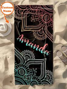 1 pezzo Asciugamano da spiaggia personalizzato con testo personalizzato, asciugamano da nuoto super assorbente, coperta da spiaggia confortevole, asciugamano da piscina alla moda, tappetino da yoga raffinato, accessori da spiaggia, regalo essenziale per le vacanze, in varie misure, adatto per uomo e donna