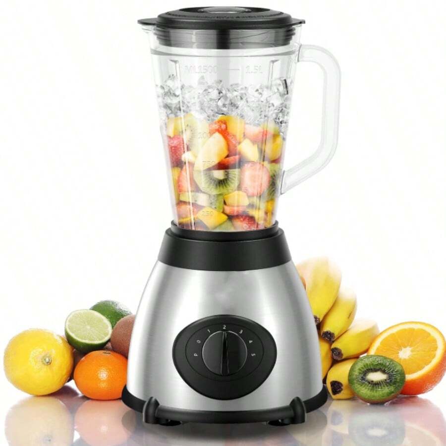 Batidora para batidos, batidora de cristal de 1000 W para encimera de cocina con vaso de cristal de 1,4 l, triturador de hielo o zumos, batidos, postres. - Negro - Ver 1
