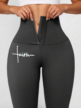 1Pc Yoga Basic Button Cropped Workout Leggings Super High Waisted Hook Belted Yoga Pants Tights