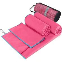 Deportivas Toalla Microfibra Azul Set de 3, Toalla Deportiva Secado Rpido, Toalla natacion Absorbente Toalla Gym de Bao Suave y Ligero para Natacion, Deporte, Bao, Viajes, Yoga Azul - Día - Ver 2