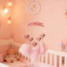 Atrapasueños de plumas con forma de corazón de cuentas de colores, decoración colgante para pared, dormitorio, sala de estar o hogar. - Rosa - Ver 5