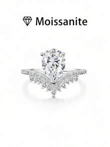 1pc Women's Wedding Ring, Drawn Silk Ring, 2.1g 925 Sterling Silver, 2 Carat Moissanite, Bohemian Palace Style, Engagement, Wedding, Anniversary, Valentine's Day Gift, Comes With Moissanite Certificate And Elegant Gift Box