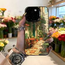 Cubierta de teléfono con diseño de jardín italiano verde y terracota para mujer elegante con estampado de patio floral y texto CASETO para uso diario en floristerías y salones Aplicable a los teléfonos de la serie Apple y Galaxy - Blanco - Ver 3