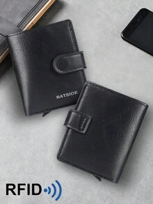 RFID Solid Color Anti-Theft Men's Wallet, Auto Pop-Up Card Slots Business Short Bifold Card Holder - Multicolor - View 3