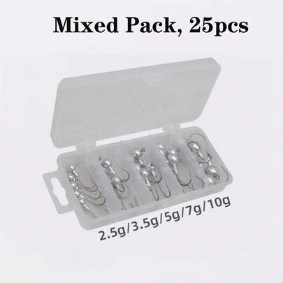 10pcs/25pcs High Carbon Steel Barbed Fishing Hooks, Uncoated Round Ball Pointed Hooks Suitable For Freshwater And Saltwater Fishing, Bass, Trout, Carp