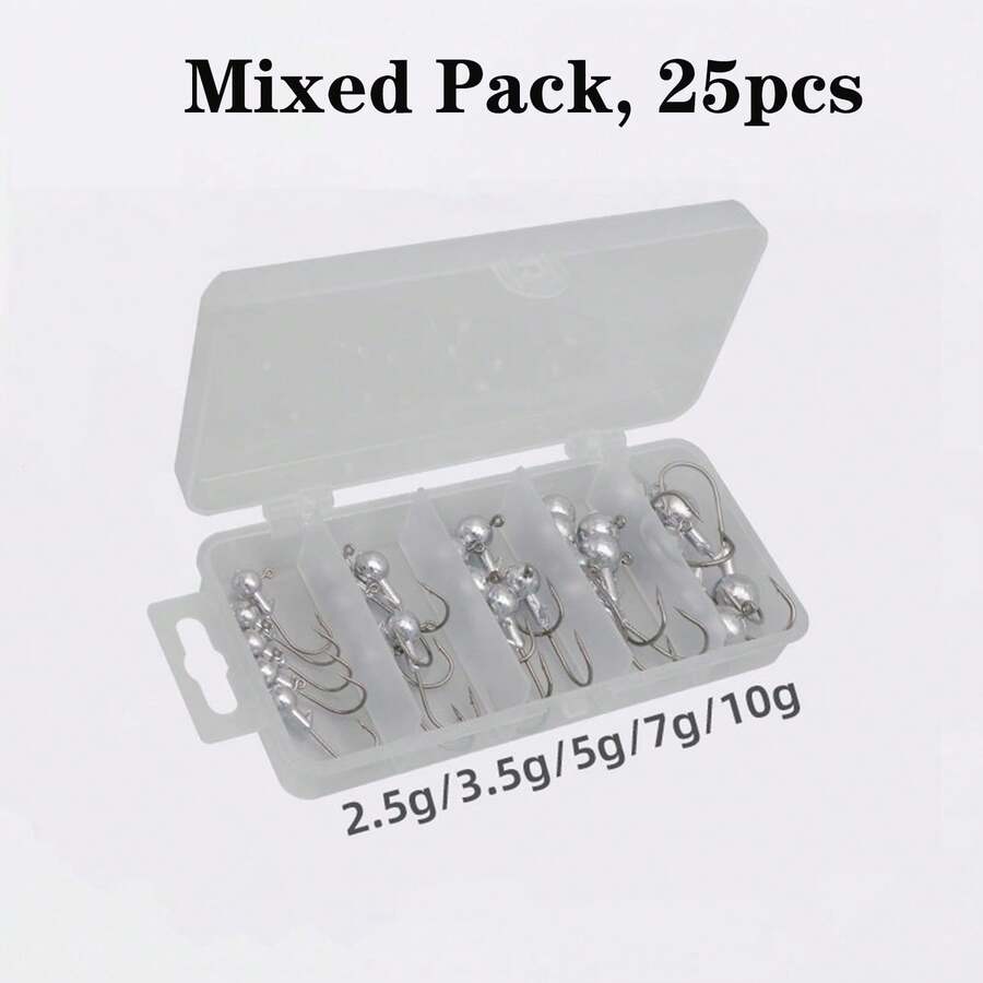 10pcs/25pcs High Carbon Steel Barbed Fishing Hooks, Uncoated Round Ball Pointed Hooks Suitable For Freshwater And Saltwater Fishing, Bass, Trout, Carp